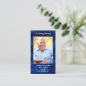 Funeral Memorial Prayer Kaart Blue Marble Photo Contactkaartje (Staand voorkant)