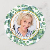 Funeral Memorial Prayer Kaart Eucalyptus Gold Foto (Voorkant)