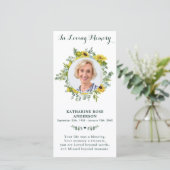 Funeral Memorial Prayer Kaart Eucalyptus Sunflower (Staand voorkant)