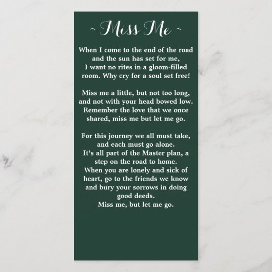 Funeral Memorial Prayer Kaart Eucalyptus Sunflower (Achterkant)