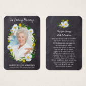 Funeral Memorial Prayer Kaart Foto Daisy Flowers (Voorkant /achterkant)