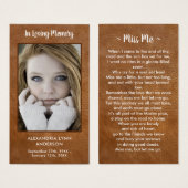 Funeral Memorial Prayer Kaart Sympathie Leather (Voorkant /achterkant)