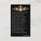 Funeral Memorial Prayer Photo Card Visitekaartje (Achterkant)
