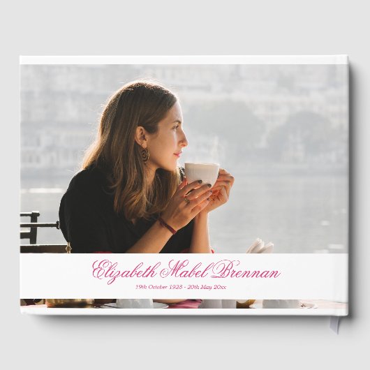 Funeral Memorial Rozen White Overlay Foto Simple Gastenboek (Achterkant)