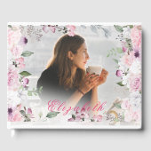 Funeral Memorial Rozen White Overlay Foto Simple Gastenboek (Voorkant)