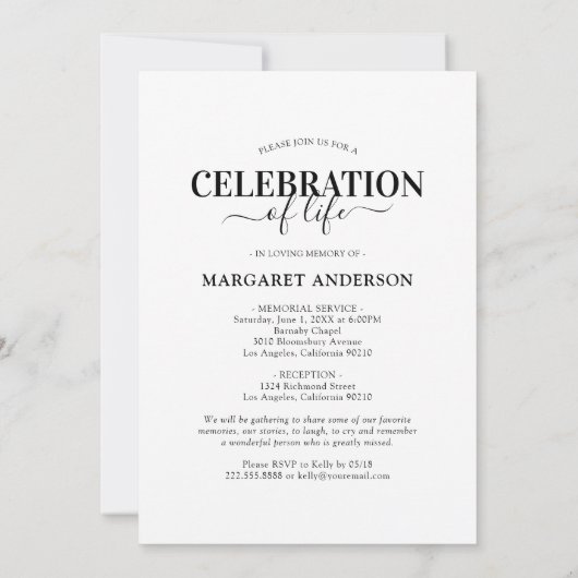 Funeral Memorial Service 3 Kaart (Achterkant)