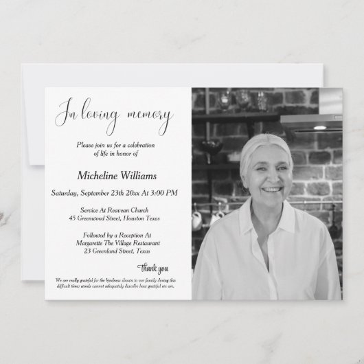 Funeral, memorial service, celebration of life kaart (Voorkant)