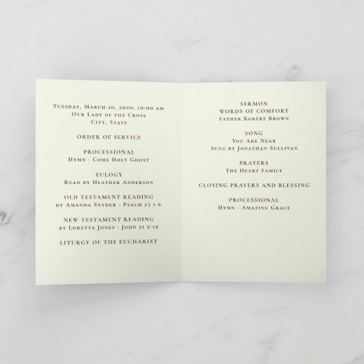 Funeral Memorial Service Programme Wheat Field Programma (Binnen)