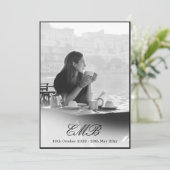 Funeral Memorial Simple Black and White Photo Kaart (Staand voorkant)