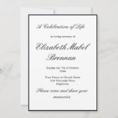 Funeral Memorial Simple Black and White Photo Kaart (Achterkant)