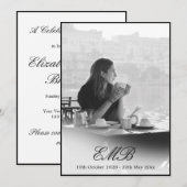 Funeral Memorial Simple Black and White Photo Kaart (Voorkant / Achterkant)