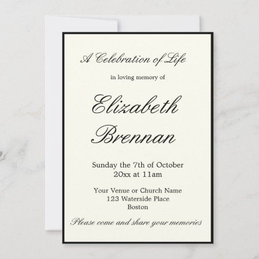 Funeral Memorial Simple Photo Celebration of Life Kaart (Achterkant)