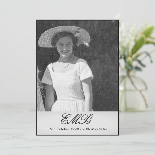 Funeral Memorial Simple Photo Elegant Invitation Kaart (Staand voorkant)