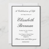 Funeral Memorial Simple Photo Elegant Invitation Kaart (Achterkant)