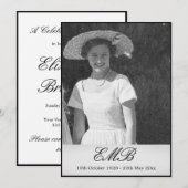 Funeral Memorial Simple Photo Elegant Invitation Kaart (Voorkant / Achterkant)