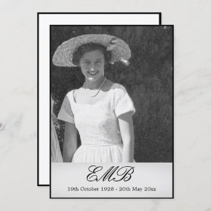 Funeral Memorial Simple Photo Elegant Invitation Kaart