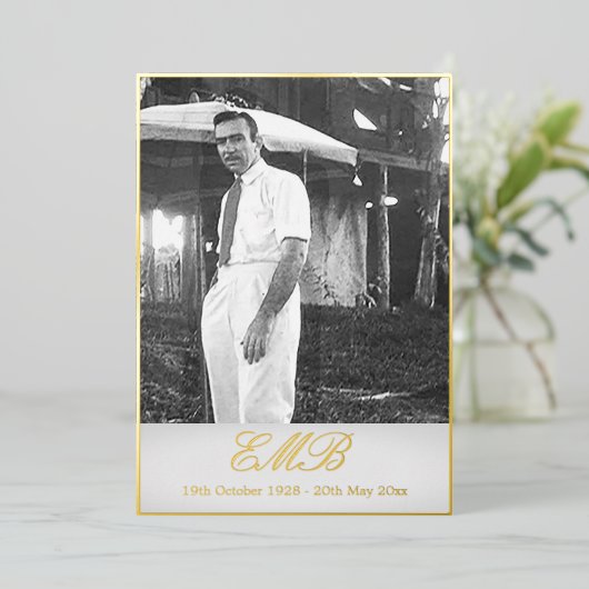 Funeral Memorial Simple Photo Folie Uitnodiging (Staand Voorkant)