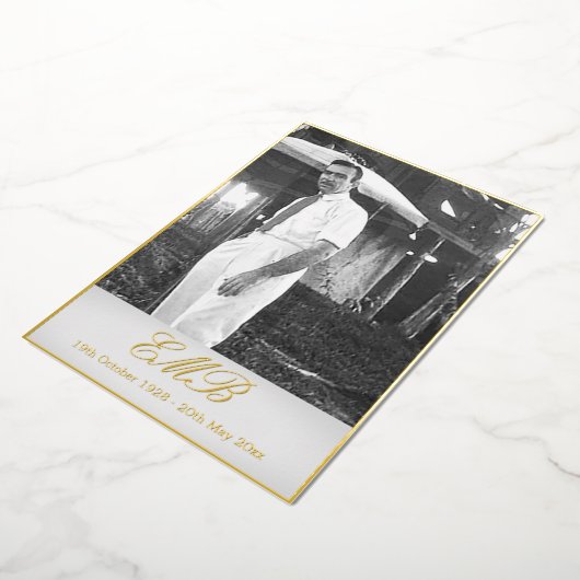 Funeral Memorial Simple Photo Folie Uitnodiging (Gedraaid)