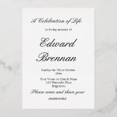 Funeral Memorial Simple Photo Folie Uitnodiging (Achterkant)