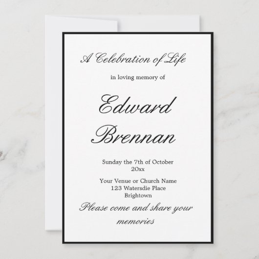 Funeral Memorial Simple Photo Kaart (Achterkant)