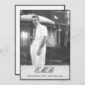 Funeral Memorial Simple Photo Kaart (Voorkant / Achterkant)
