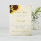 Funeral Memorial Sunflower Rustic Dank u Bedankkaart (Staand voorkant)