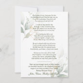 Funeral Memorial Sympathia Poem Prayer Dank u Bedankkaart (Achterkant)