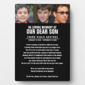 Funeral memorial tribute son black poem foto's fotoplaat (voorkant)