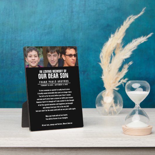 Funeral memorial tribute son black poem foto's fotoplaat (Zijkant)