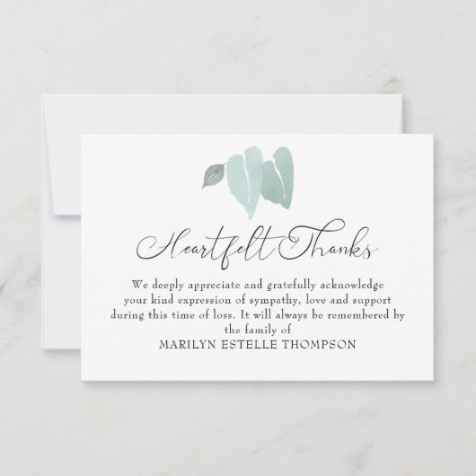 Funeral Memorial Waterverf Broken Heart Leaves Bedankkaart (Voorkant)