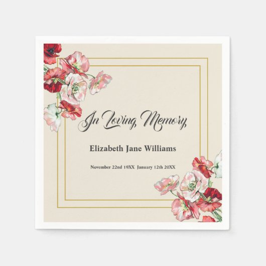 Funeral Memorial | Waterverf papaver Servet (Voorkant)