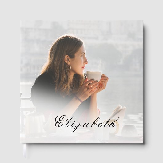 Funeral Memorial White Overlay Foto Simple Gastenboek (Voorkant)