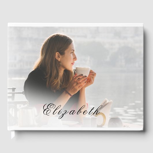 Funeral Memorial White Overlay Foto Simple Gastenboek (Voorkant)