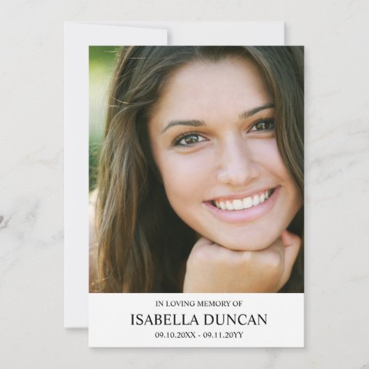 Funeral Memorial | wit | Foto in liefhebbend geheu (Voorkant)