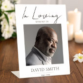 Funeral Memory Photo Minimalist Classic Reclamebord Met Voetstuk