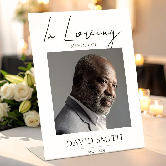 Funeral Memory Photo Minimalist Classic Reclamebord Met Voetstuk