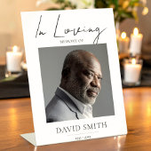 Funeral Memory Photo Minimalist Classic Reclamebord Met Voetstuk