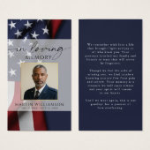 Funeral Military US Flag Photo Prayer Card Visitekaartje (Voorkant /achterkant)