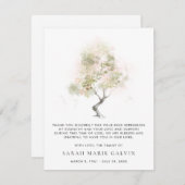 Funeral Minimale moderne Waterverf van de boom Dan Bedankkaart (Voorkant / Achterkant)