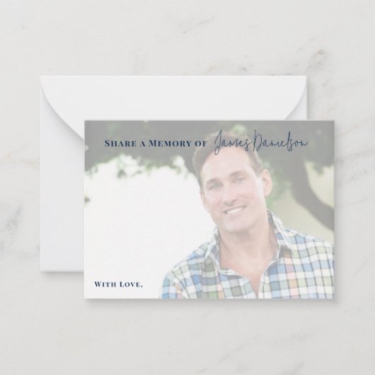 Funeral Modern Script Photo Deel een geheugen Notitiekaartje (Voorkant)