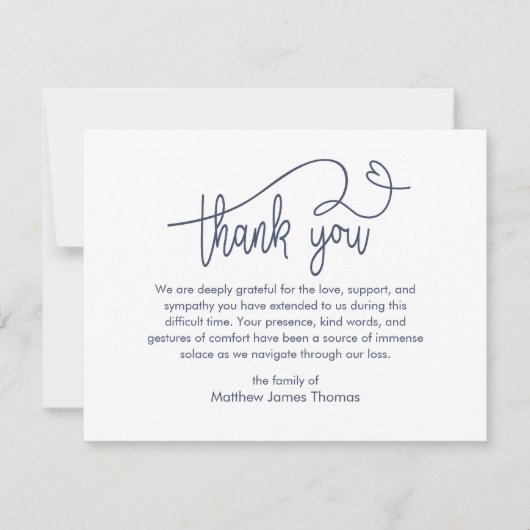 Funeral Note Thank you Bereavement blue Bedankkaart (Voorkant)