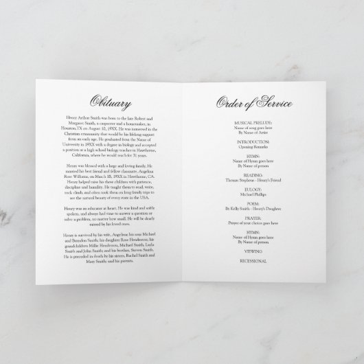 Funeral Obituary Order of Service 5 Photo Programm Programma (Binnen)