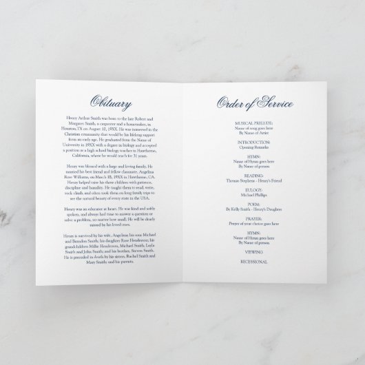 Funeral Obituary Order of Service 5 Photo Programm Programma (Binnen)