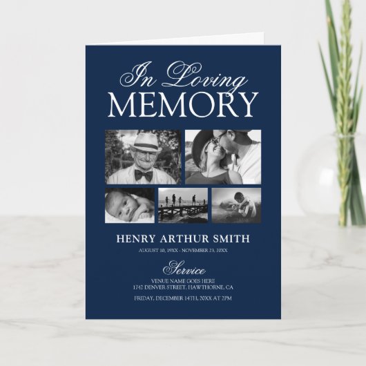 Funeral Obituary Order of Service 5 Photo Programm Programma (Voorkant)