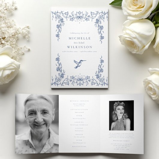 Funeral Obituary Order of Service hummingbird Drieluik Programma