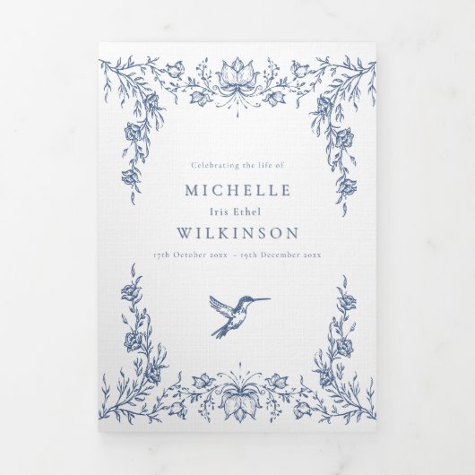 Funeral Obituary Order of Service hummingbird Drieluik Programma (Cover)