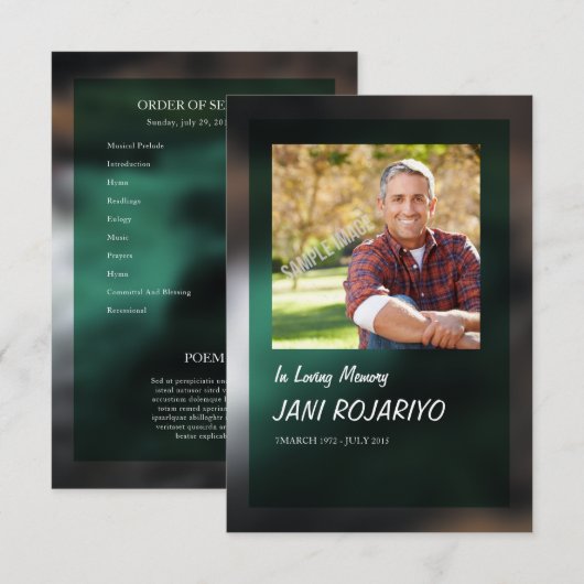 Funeral Order of Service Card Template Kaart (Voorkant / Achterkant)