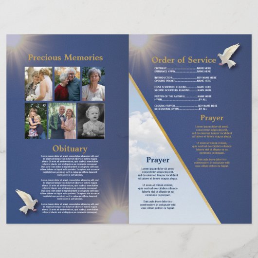 Funeral Order of Service Celebrating Life Blue Flyer (Achterkant)
