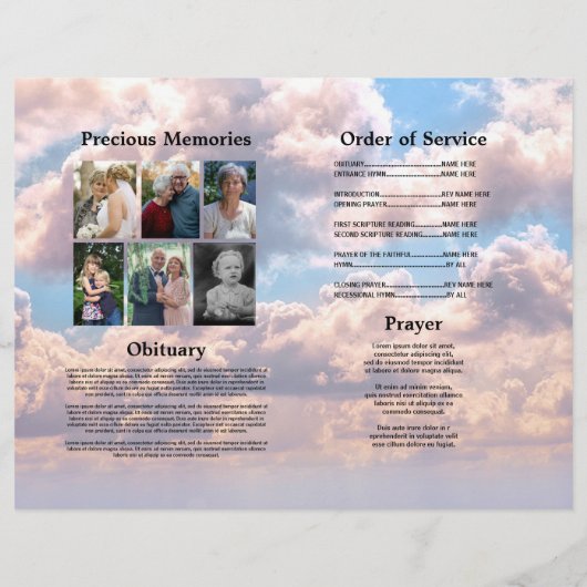 Funeral Order of Service Celebrating Life Clouds Flyer (Achterkant)