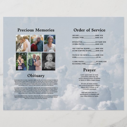 Funeral Order of Service Celebrating Life Clouds Flyer (Achterkant)